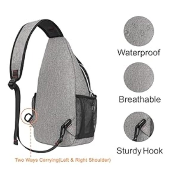 NEW Mosiso Sling Backpack Multipurpose Crossbody Bag in Dark Heather Gray - Picture 3 of 16